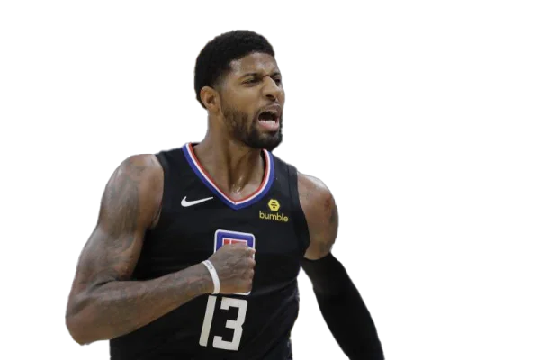 Paul George LA Clippers Black Jersey Celebration PNG