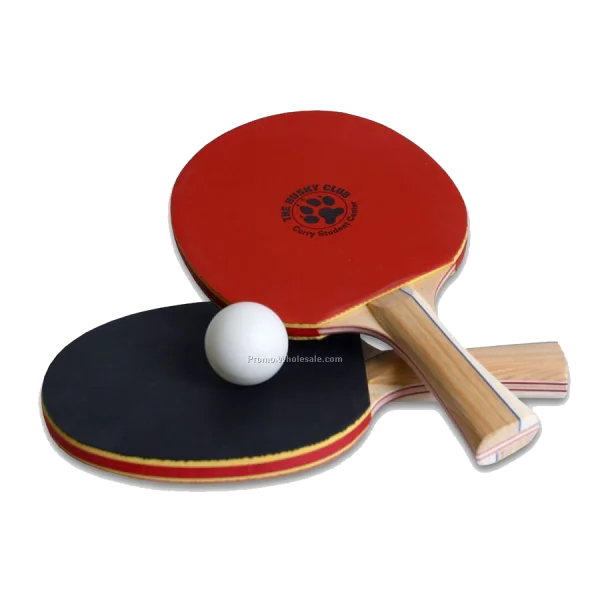 Red and Black Table Tennis Paddles with White Ball PNG