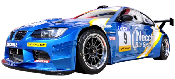 Blue BMW M3 E92 Race Car Side View PNG