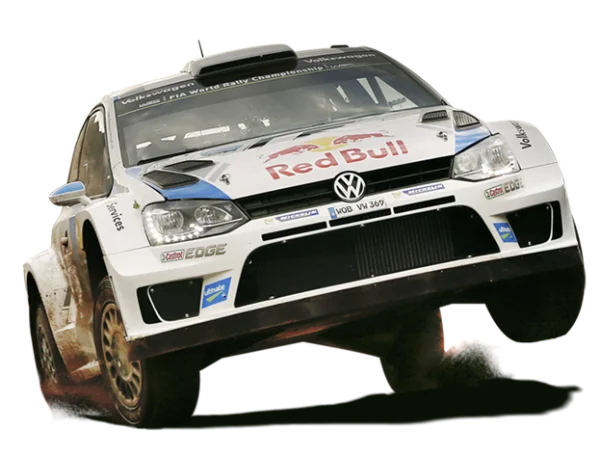 White Volkswagen Red Bull Rally Car Mid-Jump PNG