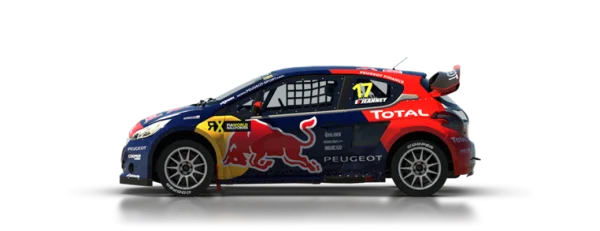 Peugeot 208 WRX Red Bull Rally Car Side View PNG