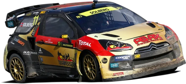 Muddy Gold and Red Rally Car PNG