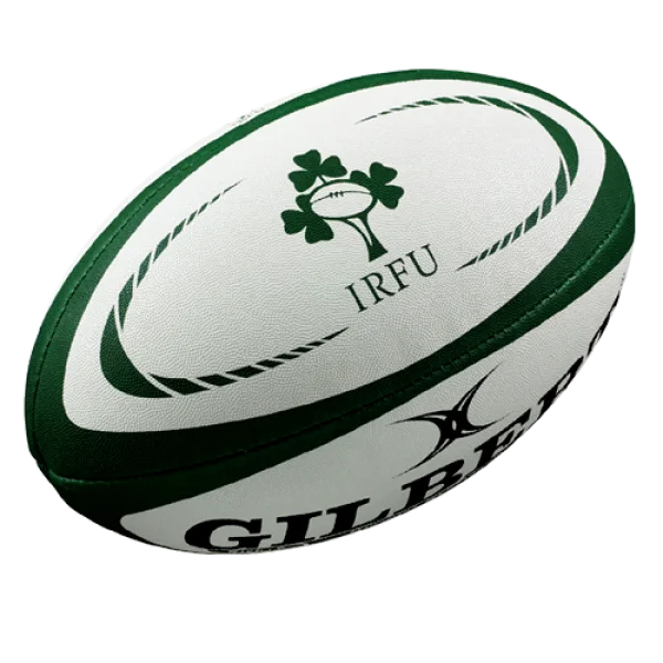 White and Green IRFU Gilbert Rugby Ball PNG