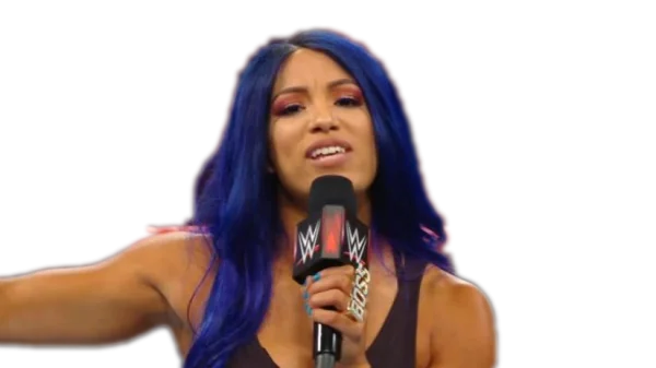 Sasha Banks with Blue Hair Holding WWE Microphone PNG