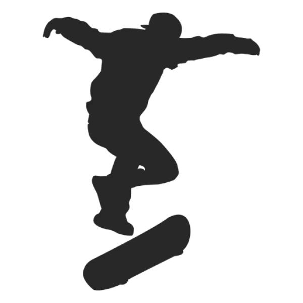 Black Skateboarder Performing Ollie Trick Silhouette PNG