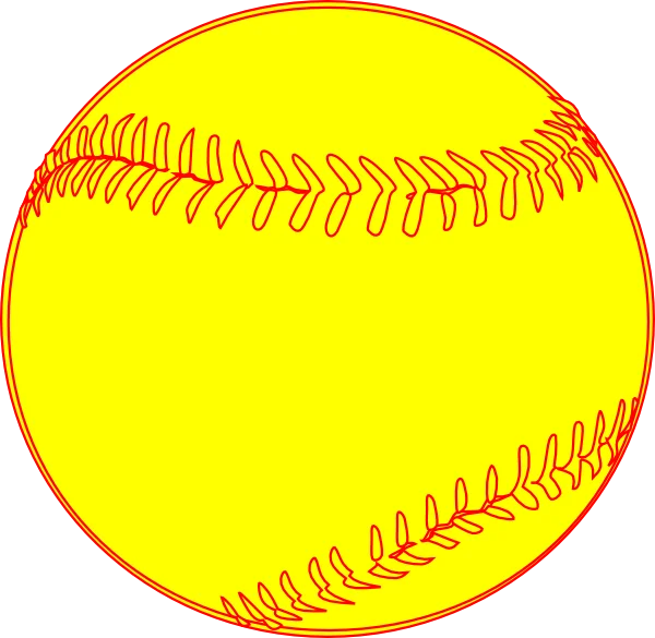 Yellow Softball with Red Stitching PNG