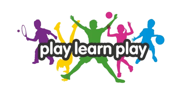Play Learn Play Text with Multi-Colored Sports Silhouettes PNG