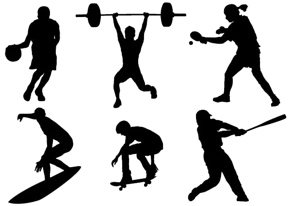 Diverse Sports Player Action Silhouettes PNG