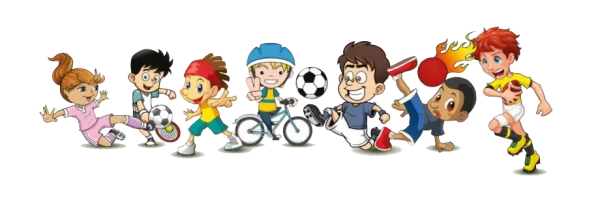 Diverse Kids Playing Various Sports Cartoon PNG
