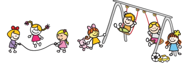Stick Figure Children Playing on Playground PNG