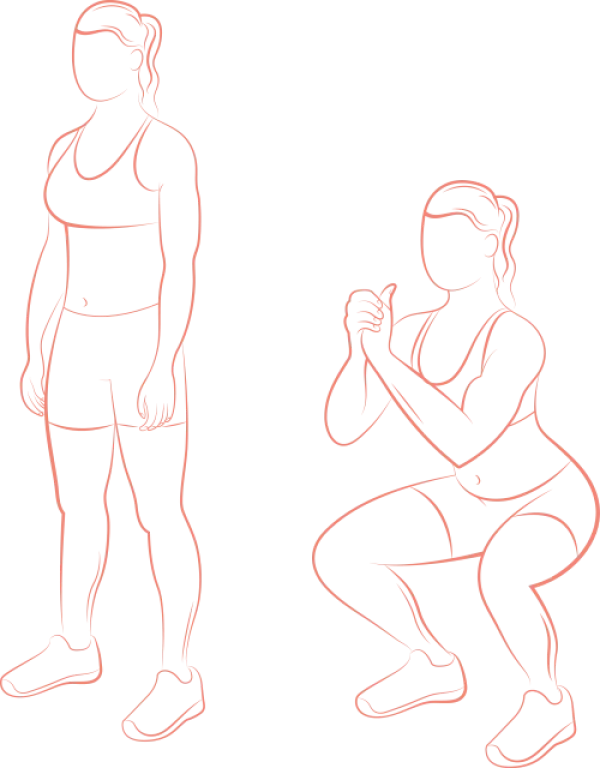 Woman Squat Exercise Outline PNG
