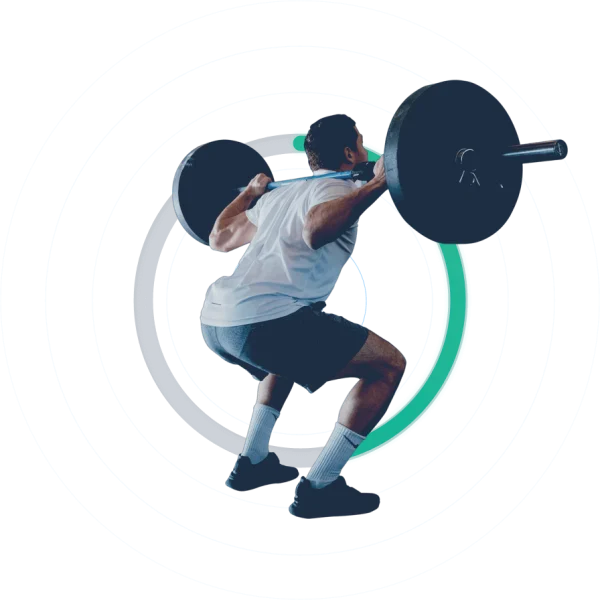 Man Performing Barbell Back Squat PNG