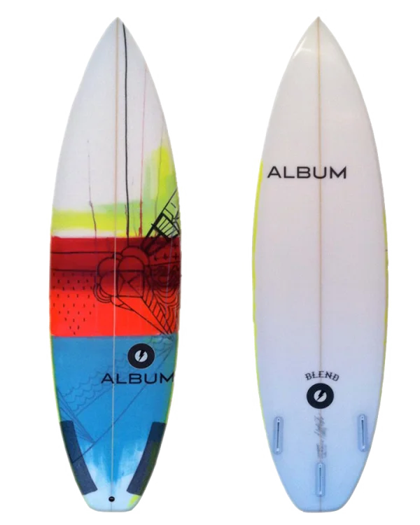 Colorful Album Surfboard and White Blend Surfboard PNG