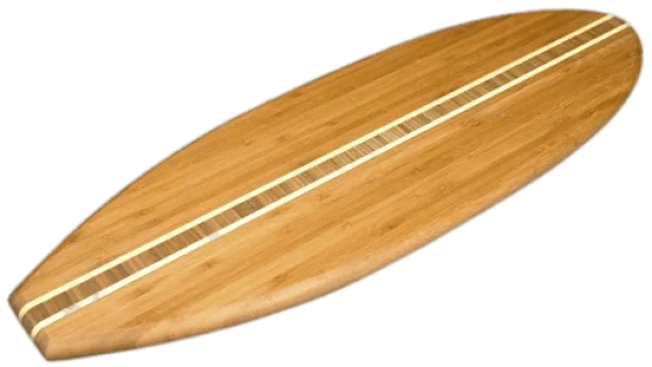 Natural Wood Surfboard with Stripes PNG