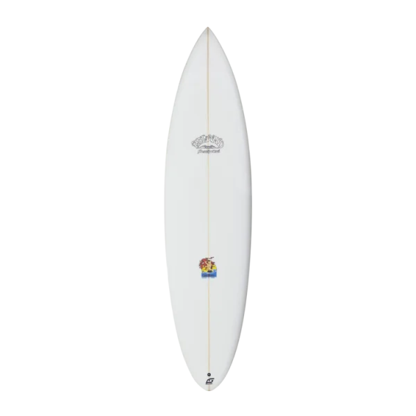 White Surfboard with Logos PNG