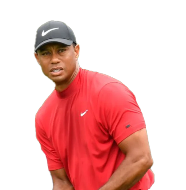 Tiger Woods in Red Shirt with Black Cap PNG