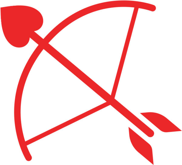 Red Cupid's Bow and Heart Arrow PNG