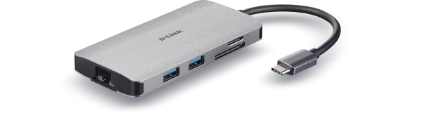 D-Link USB-C Hub with Ethernet, USB 3.0, and Card Reader PNG