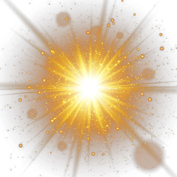 Golden Light Burst with Sparkles PNG