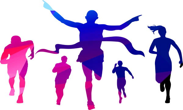 Gradient Runners Finishing Race Silhouettes PNG