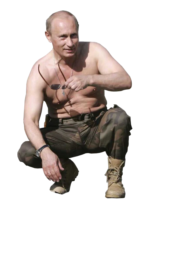 Vladimir Putin Shirtless Squatting PNG