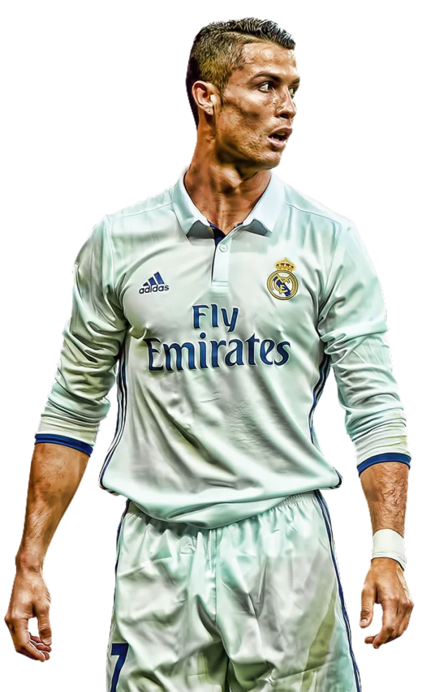 Cristiano Ronaldo in Real Madrid White Kit PNG