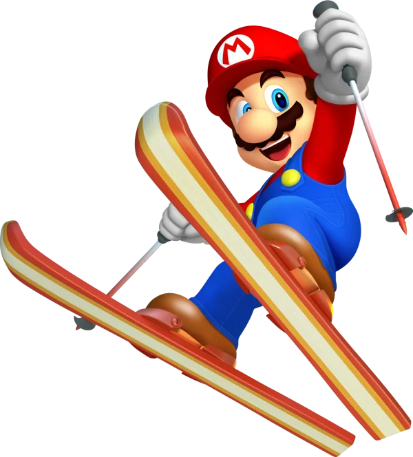 Mario Skiing Action Pose PNG