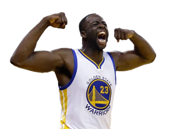 Draymond Green Flexing and Yelling in Golden State Warriors Jersey PNG