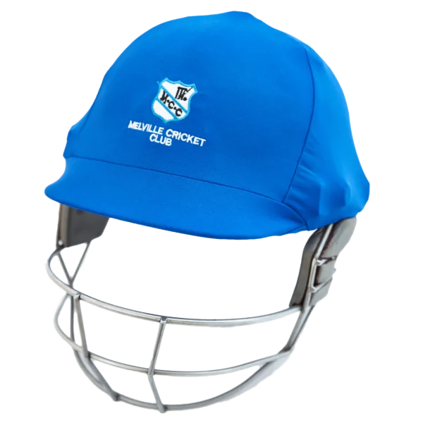 Blue Cricket Helmet with Melville Cricket Club Logo PNG