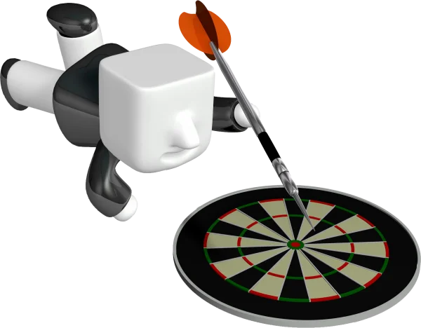 3D Character Hitting Bullseye with Dart PNG