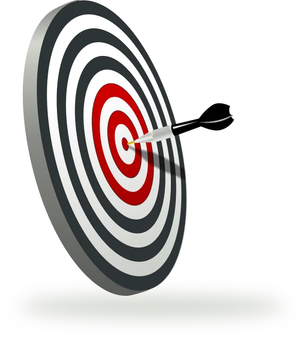 Dart Hitting Bullseye on Target Board PNG