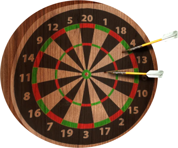 Wooden Dartboard with Two Darts PNG