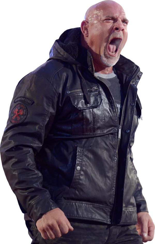 Bill Goldberg Roaring in Leather Jacket PNG