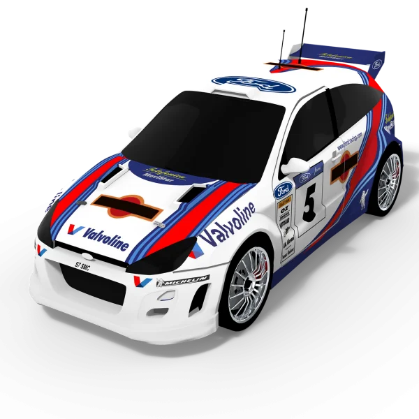 White Ford Focus WRC Rally Car Number 5 PNG