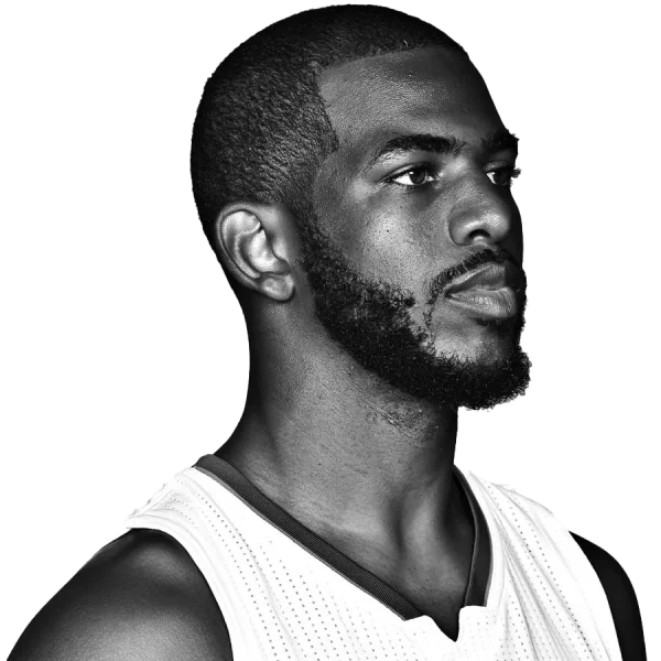 Black and White Chris Paul Basketball Player Portrait PNG