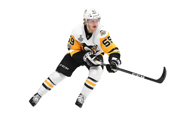 Dynamic Ice Hockey Player in Pittsburgh Penguins Jersey PNG