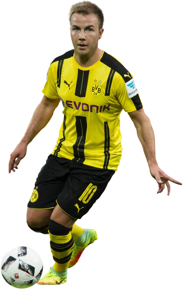 Mario Götze Playing Soccer for Borussia Dortmund PNG