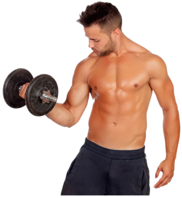 Muscular Man Lifting Dumbbell PNG