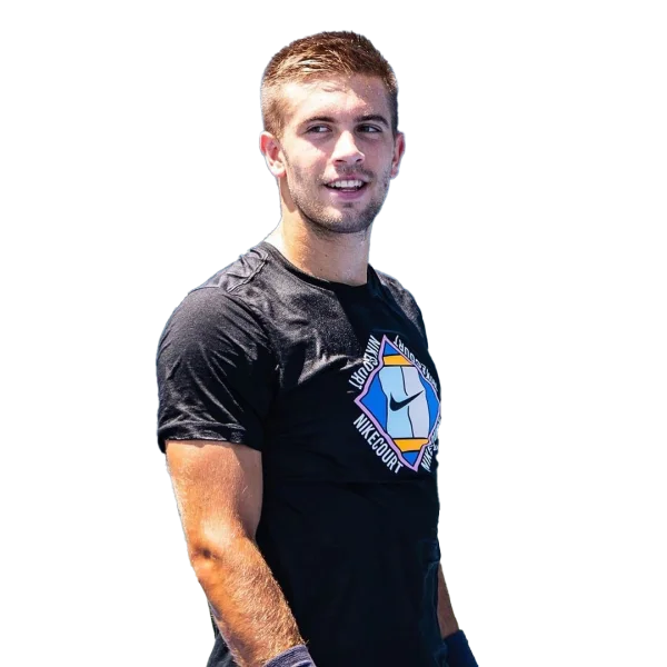 Male Athlete Smiling in NikeCourt T-Shirt PNG