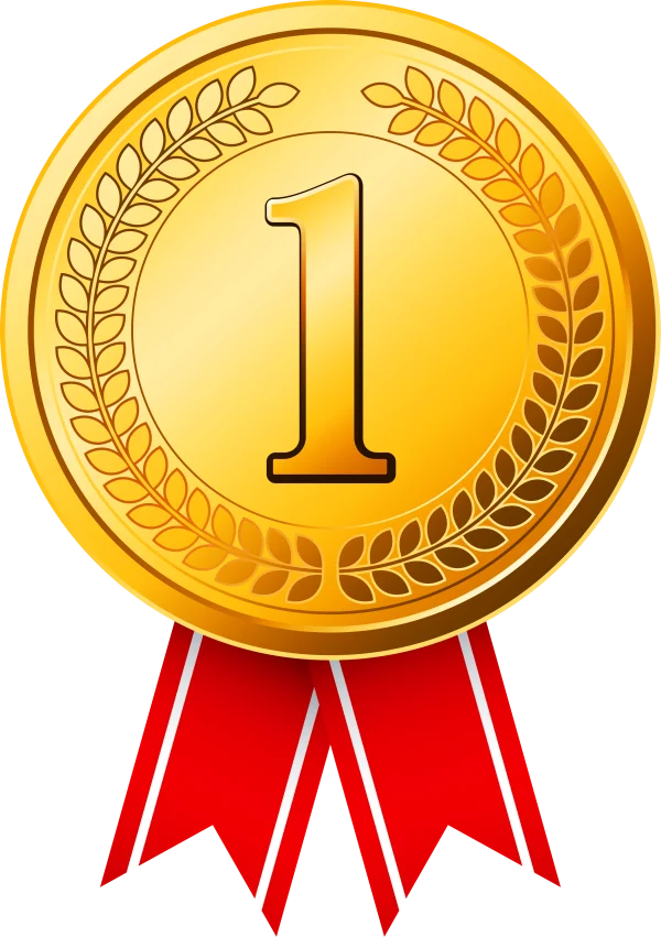 Gold Medal Number One with Red Ribbon PNG
