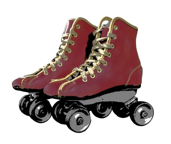 Red and Gold Vintage Roller Skates PNG