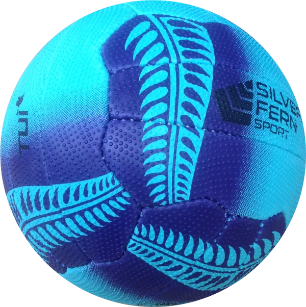 Blue and Purple Textured Silver Fern Sport Ball PNG