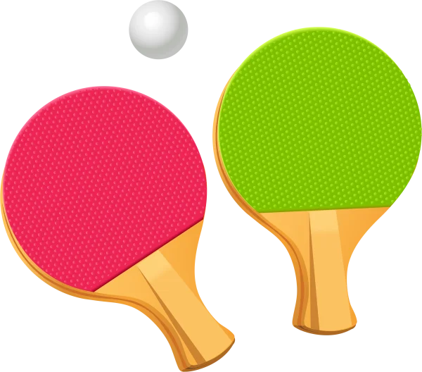 Red and Green Ping Pong Paddles with Ball PNG