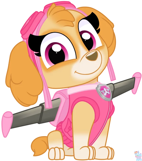 Paw Patrol Skye Puppy in Pink Aviator Outfit PNG