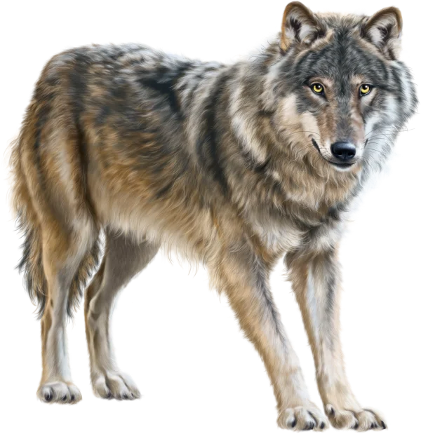 Grey Wolf Standing Front View PNG