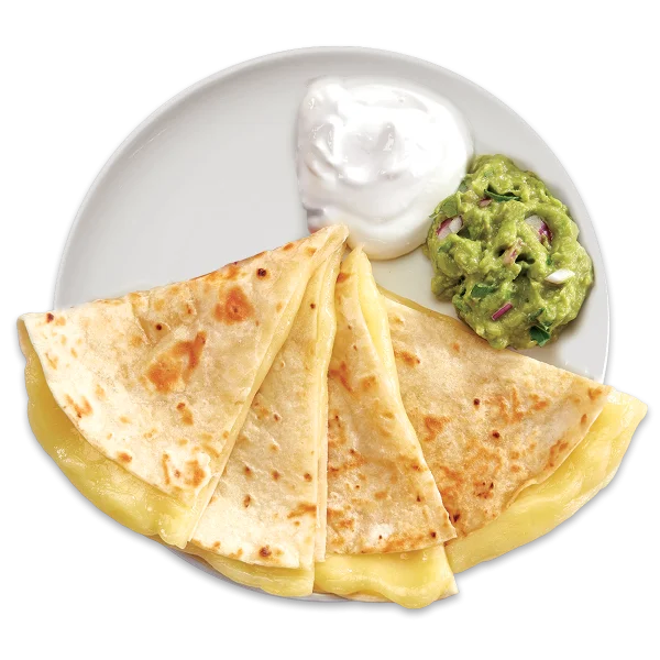 Cheese Quesadillas with Guacamole and Sour Cream PNG