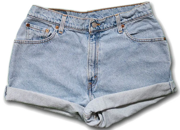 Light Blue Denim Rolled Up Shorts PNG