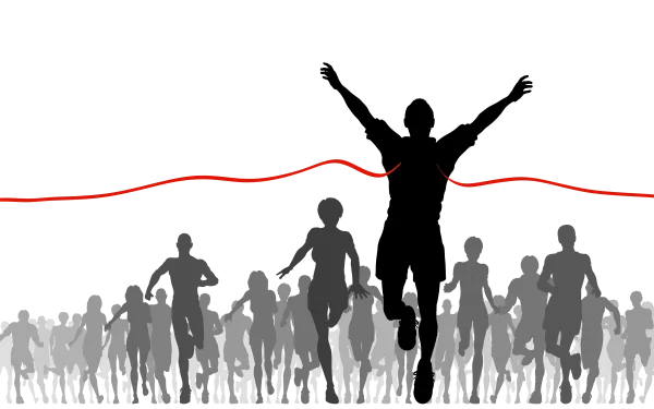 Winning Runner at Finish Line Silhouette PNG