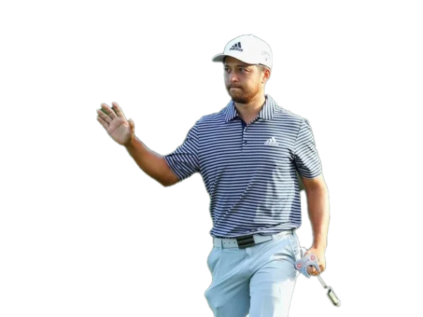 Male Golfer Waving with Golf Club PNG