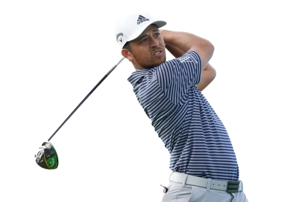 Male Golfer Mid-Swing with Driver PNG